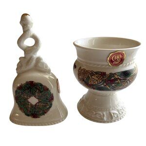 Cre Irish Porcelain Goblet & Bell With Celtic Knot Design Handmade In Ireland